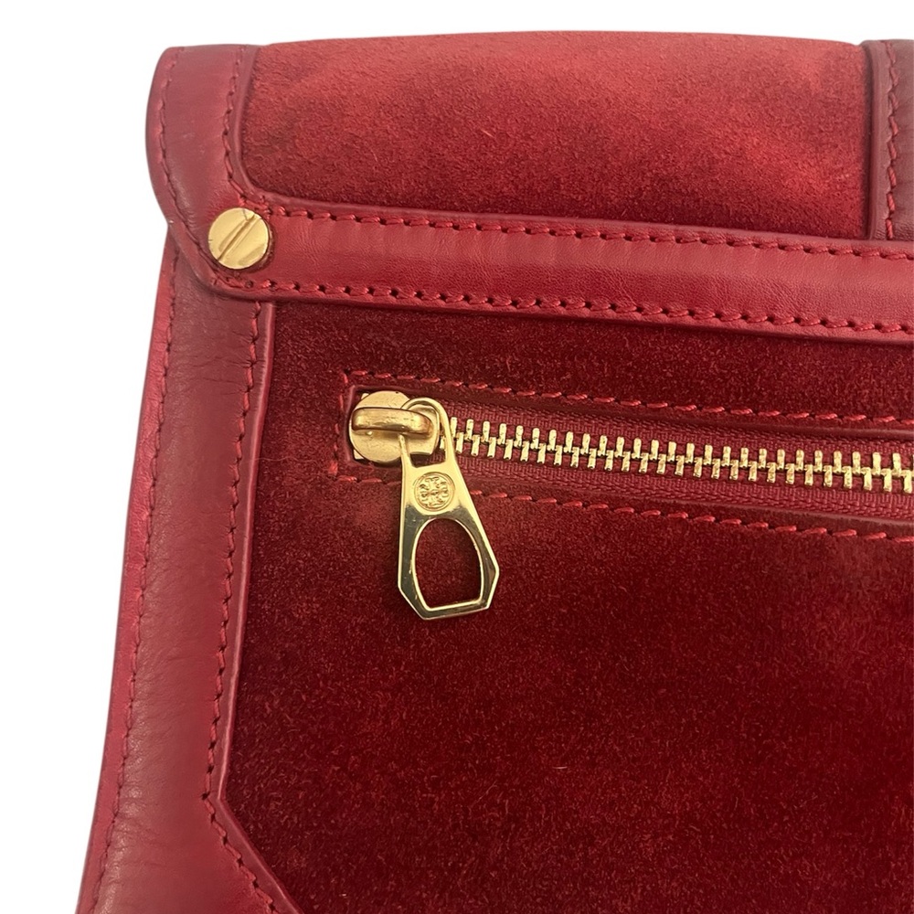Tory Burch “Vivian” Wristlet / Clutch in Red Leather & Suede - c 2010’s - Picture 6 of 6